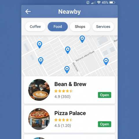 Facebook — nearby business discovery