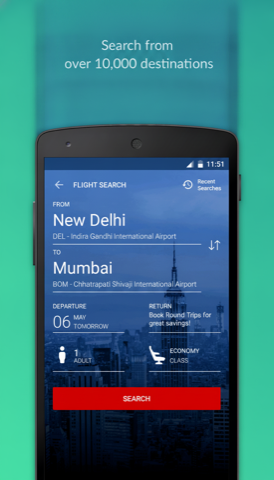 MakeMyTrip — flight search