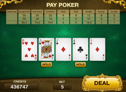 Video Poker — hand in play